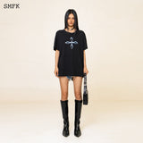 SMFK SS2308 梦境十字花复古阔身Tee 黑
