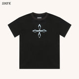 SMFK SS2308 梦境十字花复古阔身Tee 黑