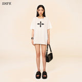 SMFK SS2308 十字花复古阔身Tee 白