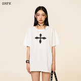 SMFK SS2308 十字花复古阔身Tee 白