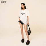 SMFK SS2308 十字花复古阔身Tee 白