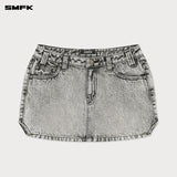 SMFK 2501 十字经典切角牛仔短裙 尘埃灰