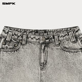 SMFK 2501 十字经典切角牛仔短裙 尘埃灰