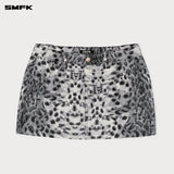 SMFK 2504 野性豹纹工装短裙 白豹纹