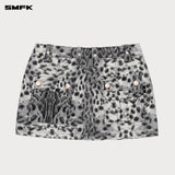 SMFK 2504 野性豹纹工装短裙 白豹纹
