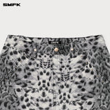 SMFK 2504 野性豹纹工装短裙 白豹纹
