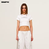 SMFK 2504 比弗利电影字幕短身TEE/雪山白