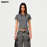 SMFK 2501 经典十字锁链修身运动Tee 水泥灰