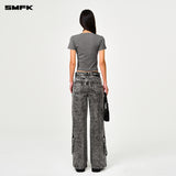 SMFK 2501 经典十字锁链修身运动Tee 水泥灰