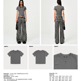 SMFK 2501 经典十字锁链修身运动Tee 水泥灰