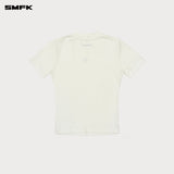SMFK 2503 十字徽章收腰TEE/雪山白
