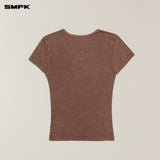 SMFK 2506 暴风褪色蚕丝运动Tee(手工染色)/野马棕
