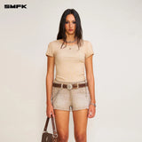 SMFK 2506 暴风褪色蚕丝运动Tee(手工染色)/褪色沙漠