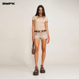 SMFK 2506 暴风褪色蚕丝运动Tee(手工染色)/褪色沙漠