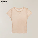 SMFK 2506 暴风褪色蚕丝运动Tee(手工染色)/褪色沙漠