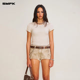 SMFK 2506 暴风褪色蚕丝运动Tee(手工染色)/白雾色