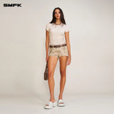 SMFK 2506 暴风褪色蚕丝运动Tee(手工染色)/白雾色