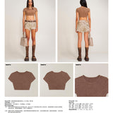 SMFK 2506 暴风褪色蚕丝健身短身Tee(手工染色)/野马棕