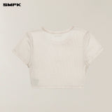 SMFK 2506 暴风褪色蚕丝健身短身Tee(手工染色)/白雾色