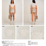 SMFK 2506 暴风褪色蚕丝健身短身Tee(手工染色)/白雾色