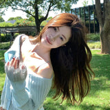 DIANA VEVINA 温柔大翻领软糯毛衣开衫 蓝