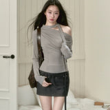 VIA PITTI 2409 斜肩设计感上衣 浅灰