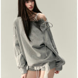 VIA PITTI 2502 设计感金属烫钻宽松卫衣 灰