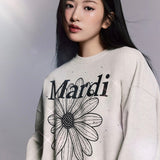 MARDI MERCREDI 2502 SWEATSHIRT FLOWERMARDI STONE EMBELLISHED_OATMEAL BLACK