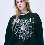 MARDI MERCREDI 2502 SWEATSHIRT FLOWERMARDI NEEDLEWORK_BLACK LIGHTGREY