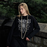 MARDI MERCREDI 2502 SWEATSHIRT FLOWERMARDI NEEDLEWORK_BLACK LIGHTGREY
