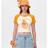 13DE MARZO | 2503 Fruit Raglan Cropped- Top Orange