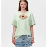 13DE MARZO | 2503 Bear Flower Clip T-shirt Green