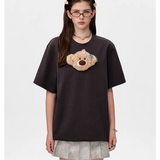 13DE MARZO | 2503 Bear Flower Clip T-shirt Black