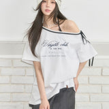 VIA PITTI 2504 蝴蝶结绑带斜肩短袖