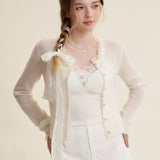 Kroche 2505 马海毛木耳边针织开衫白