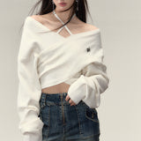 VIA PITTI SS2311 一字肩设计感针织衫毛衣 白