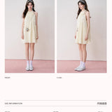 Kroche 2408 立体花淡黄挂脖连衣裙 短款