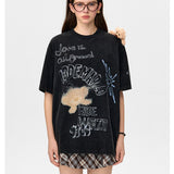 13DE MARZO | 2503 Slogan Graffiti T-shirt Black