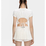 13DE MARZO | SS2404 Rhinestone Heart Logo Tee White