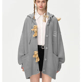 13DE MARZO | 2412 Bear Button Hood Cardigan