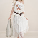 Kroche 2507 腊肠小狗 慵懒亲肤棉质斜肩短袖