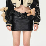 13DE MARZO | 2408 Bear Leather Bodycon Skirt Black