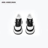 ANN ANDELMAN 2409 Arcade Blanc厚底黑白鞋皮质增高鞋