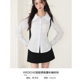 Kroche SS2309 娃娃领收腰长袖白衬衫