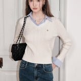 Kroche SS2404 法式假两件绞花针织衫