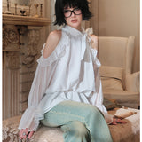 EIMISMOSOL 2503 露肩双皱蝴蝶结小衫