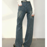 Kroche 2409  复古做旧水洗分割牛仔长裤