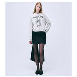 MARDI MERCREDI 2502 SWEATSHIRT RAGLAN SWING THE TAIL DDANJI PEARL NECKLACE_OATMEAL BLACK