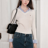 Kroche SS2404 法式假两件绞花针织衫