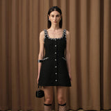 DIANA VEVINA 羊毛珠花织带小香风背心连衣裙